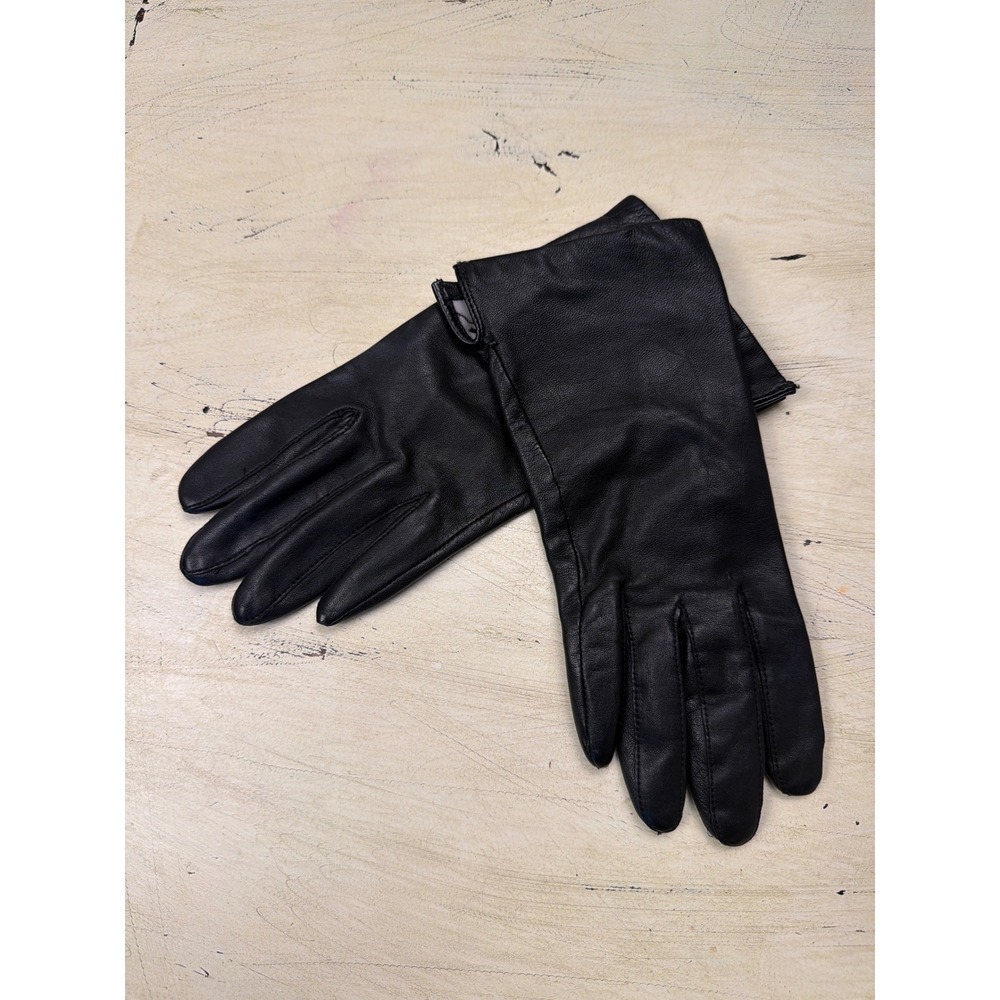 Fownes Leather Gloves Womens 7 Black Vintage Lined Classic Dress Winter